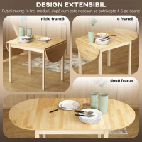 HOMCOM Masă Pliabilă pentru 4-6 persoane din Lemn de Pin, 140x70x75 cm, Natural(m-5)