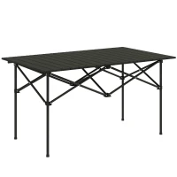 Outsunny Mesa de Campismo Dobrável de Metal com Tampo Enrolável e Bolsa de Transporte Mesa de Piquenique Portátil 95x55x50 cm Preto(m-10)