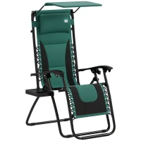 Outsunny Zero Gravity Lounger Chair, Folding Reclining Patio Chair with Shade Cover, Padded Seat, Cup Holder, Soft Cushion and Headrest for Poolside, Camping, Green(m-10)
