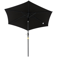 Outsunny Knickschirm Sonnenschirm Gartenschirm Marktschirm mit Handkurbel Alu 180/㎡ Polyester Schwarz ∅2,6 x 2,35 m