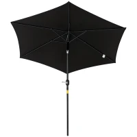 Outsunny Knickschirm Sonnenschirm Gartenschirm Marktschirm mit Handkurbel Alu 180/㎡ Polyester Schwarz ∅2,6 x 2,35 m(m-1)