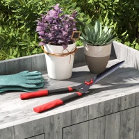 Outsunny Garden Shears, 63.5 cm Heavy Duty Hedge Shears with Razor-Sharp Blades, Comfort Grip and Tension Adjuster for Hedges, Shrubs and Bushes, Easy Cutting and Trimming(m-9)