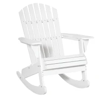 Outsunny Silla Adirondack de Madera 77x94x97 cm para Jardín Terraza Exterior de Estilo Rústico Carga 130kg Blanco(m-10)