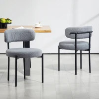 HOMCOM Juego de 2 sillas de comedor con respaldo de tela y patas de acero 51 x 51 x 76 cm gris(m-4)