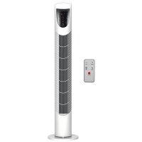 HOMCOM Ventilateur colonne tour oscillant silencieux 40 W télécommande panneau contrôle tactile 3 vitesses Ø18 x 78,5H cm blanc