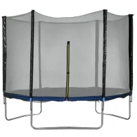 SPORTNOW Trampolín para Niños Adultos Ø305x250 cm con Red de Seguridad Escalera Cubierta de Bordes y Marco de Acero Azul(m-10)