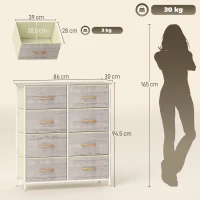 HOMCOM Chest of Eight Fabric Drawers - Natural Wood Finish(m-3)