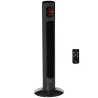 HOMCOM 38'' Freestanding Tower Fan, 3 Speed 3 Mode, 12h Timer, 70 Degree Oscillation, LED Panel, 5M Remote Controller, Dark Grey(m-1)