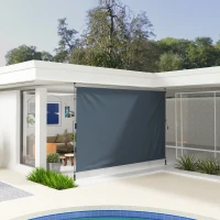 Outsunny Klemmarkies met handzwengel, hoogte verstelbaar, knikarm luifel, zonder boren 400 cm breed, Donkergrijs(m-10)