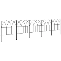 Outsunny Set de 5 Vallas Decorativas para Jardín de Metal 205x45,5 cm Combinación Libre Barrera para Animales Negro(m-1)
