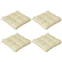 Outsunny 4-Piece Seat Cushion Pillows Replacement, Patio Chair Cushions Set with Ties for Indoor Outdoor, Beige(m-10)
