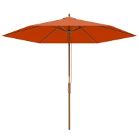 Outsunny 2.5m Wood Garden Parasol Sun Shade Patio Outdoor Wooden Umbrella Canopy, Table Market Umbrella with Vent, 38mm Pole, Rope Pulley Mechanism, Orange