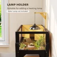 PawHut Wooden Tortoise House with Storage Shelf, Clear Observation Windows, Lamp Holder, Openable Top, Built-in Tray, Yellow(m-7)