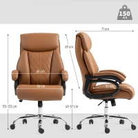 HOMCOM Spring Padded Faux Leather Office Chair - Light Brown(m-3)