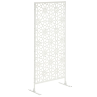 Outsunny Panneau brise vue décoratif extérieur blanc à motif en métal - 92 x 45 x 198 cm