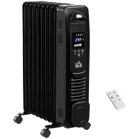 HOMCOM 2000W Digital Oil Filled Radiator, 9 Fin, Portable Electric Heater with LED Display, Timer, 3 Heat Settings, Safety Cut-Off and Remote Control, Black(m-10)