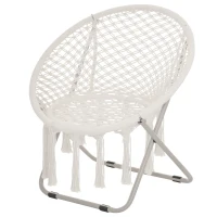 Outsunny Loveuse fauteuil rond de jardin fauteuil lune papasan pliable grand confort macramé coton polyester beige(m-1)