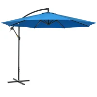 Outsunny 3(m) Offset Cantilever Parasol, with Cross Base - Blue(m-1)