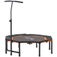 HOMCOM 48" Octagonal Mini Fitness Trampoline Rebounder Indoor Outdoor Foldable Mini Jumper with Adjustable Handle, Max Load 100 KG - Orange(m-10)