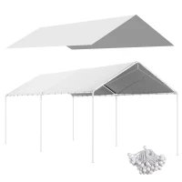 Outsunny Toile de remplacement pour carport 3 x 6 m avec 48 élastiques à boules (housse uniquement, cadre non inclus)(m-12)