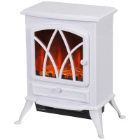 HOMCOM 1kW-2kW Vintage Electric Fireplace Heater - White(m-1)