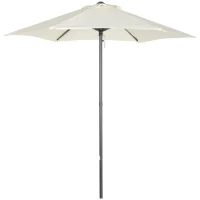 Outsunny Parasol droit ronde parasol de jardin Ø 2 m mât en aluminium 6 baleines métal et toile beige(m-11)