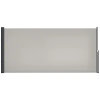 Outsunny Seitenmarkise, Seitenrollo, ausziehbar, Sichtschutz, Aluminium/Polyester, 3 x 1,4 m, Hellgrau(m-11)