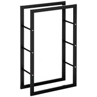 HOMCOM Kaminholzregal Metall 60 x 25 x 100 cm Brennholzregal Stapelhilfe Stahlrahmen bis 100kg Kaminholzunterstand Outdoor Holzregal Feuerholzregal für Garten Terrasse Außen Schwarz(m-1)