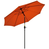 Outsunny 2.6M Patio Parasol Sun Umbrella, Tilt Shade Shelter Canopy with Crank 8 Ribs Aluminium Frame, Orange(m-10)