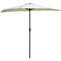 Outsunny Ombrellone da Terrazza a Mezzaluna con Apertura a Manovella e Palo a 2 Sezioni, 2.6x1.35 m, Beige(m-1)