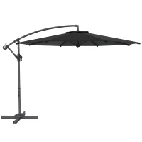 Outsunny Parasol déporté octogonal rabattable diamètre 3 m parasol de jardin avec pied en croix noir(m-11)