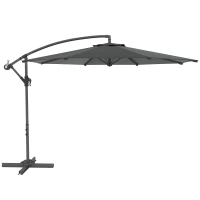 Outsunny Parasol déporté octogonal rabattable diamètre 3 m parasol de jardin avec pied en croix gris foncé(m-11)