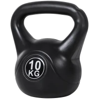 HOMCOM Kettlebell 10 kg - Gewichtshandvat met zand gevuld voor beginners, Zwart(m-10)