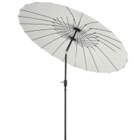 Outsunny Parasol de jardin Parasol droit Parasol inclinable rond avec 24 baleines manivelle aluminium fibre de verre polyester diamètre 2,60 m coloris crème(m-1)