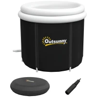 Outsunny Cold Plunge Tub, Portable Ice Bath Cold Water Therapy Tub w/ Thermo Lid, for Athletes, Polar Recovery - Black(m-10)