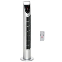 HOMCOM 31" Oscillating Tower Fan with Remote Control, 7.5H Timer, 3 Speed 3 Modes, Electric Floor Standing Cooling Fan for Home Bedroom Office, Silver(m-1)