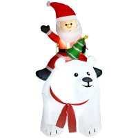 Outsunny 6.6ft Inflatable Santa Riding Polar Bear Decoration(m-1)