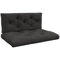 Outsunny Lot de 2 coussins assise et dossier pour banc banquette, palette 2 places dim. 120L x 80l x 12H cm Polyester Gris(m-11)