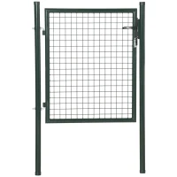 HOMCOM Porta para Vedação de Jardim de Aço com Maçaneta de Fechadura e 3 Chaves Porta de Vedação para Exterior Pátio Terraço 97x150cm Verde(m-11)