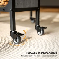 HOMCOM Table pliante de cuisine extensible salle à manger sur roulettes jusqu'à 6 personnes étagère intégrée, 6 roues, Gris(m-6)