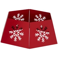 HOMCOM Christmas Tree Collar, Hexagon Christmas Tree Base Cover with Hollow Snowflake Patterns, Xmas Decoration for Party, Holiday, Home, Red(m-10)
