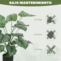 HOMCOM Plantas Artificiales Decorativas 65 cm Plantas Artificiales con Maceta y Hojas para Interior Verde(m-6)