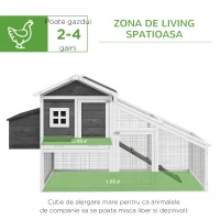 PawHut Cusca pentru Gaini Outoare sau Rate, Cotet Prefabricat din Lemn de Brad cu Acoperis Impermeabil, 178x95x100 cm, Gri(m-4)