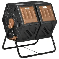 Outsunny 130L Double Chamber Composter - Black(m-1)