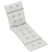 Outsunny Coussin bain de soleil épais coussin chaise longue 190 x 56 x 10 cm, UPF20+, matelas transat six attaches, gris clair(m-11)