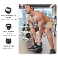 HOMCOM Kettlebell 10 kg - Gewichtshandvat met zand gevuld voor beginners, Zwart(m-6)