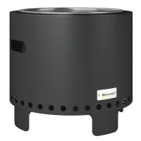 Outsunny Smokeless Steel Fire Pit, with Poker - Grey(m-1)