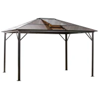 Outsunny Gazebo da Giardino 3.6x3m con Tetto Apribile in Policarbonato e Struttura in Alluminio(m-10)