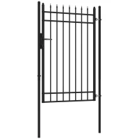 Outsunny Puerta de Jardín Puerta para Valla de Acero Galvanizado con Decoración de Flechas Cerradura y Llaves 107x204 cm Negro(m-10)