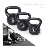 HOMCOM Kettlebell 8 kg - Hantel wypełniona piaskiem dla początkujących, czarna(m-7)